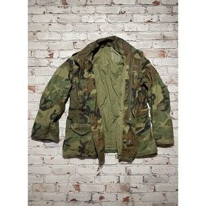 Vintage USGI Alpha Industries M-65 Field Jacket X-Large Long Woodland Camo